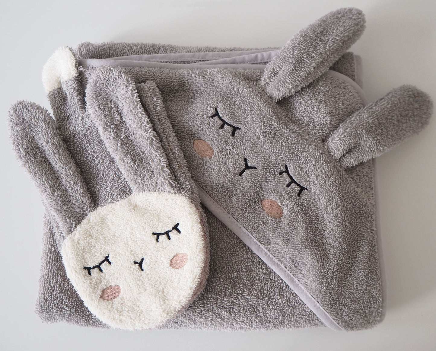 Kapuzen-Handtuch Hase Silbergrau