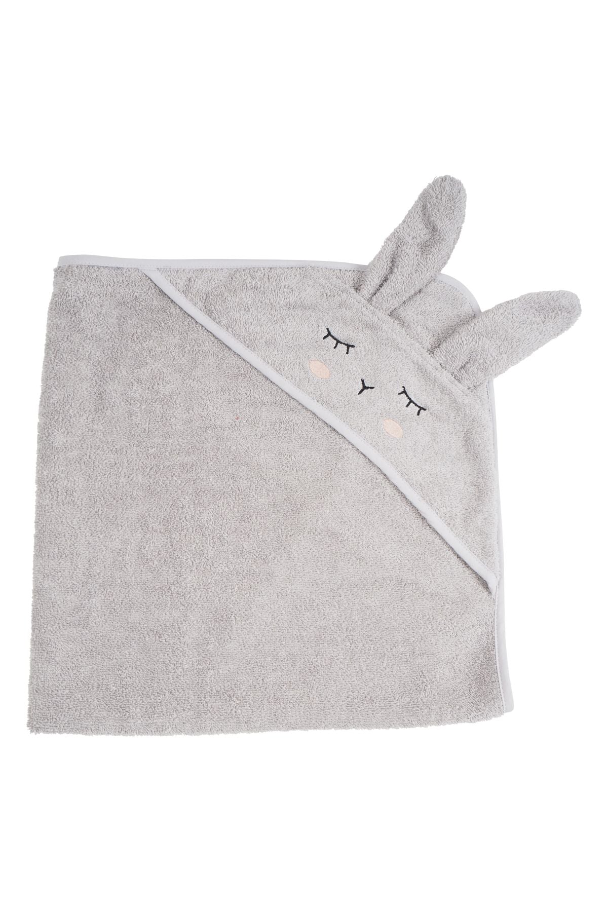 Kapuzen-Handtuch Hase Silbergrau