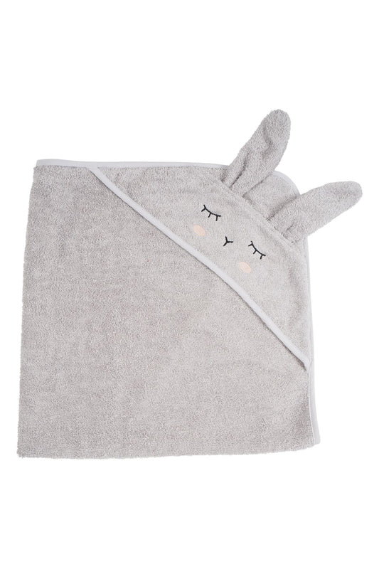 Kapuzen-Handtuch Hase Silbergrau