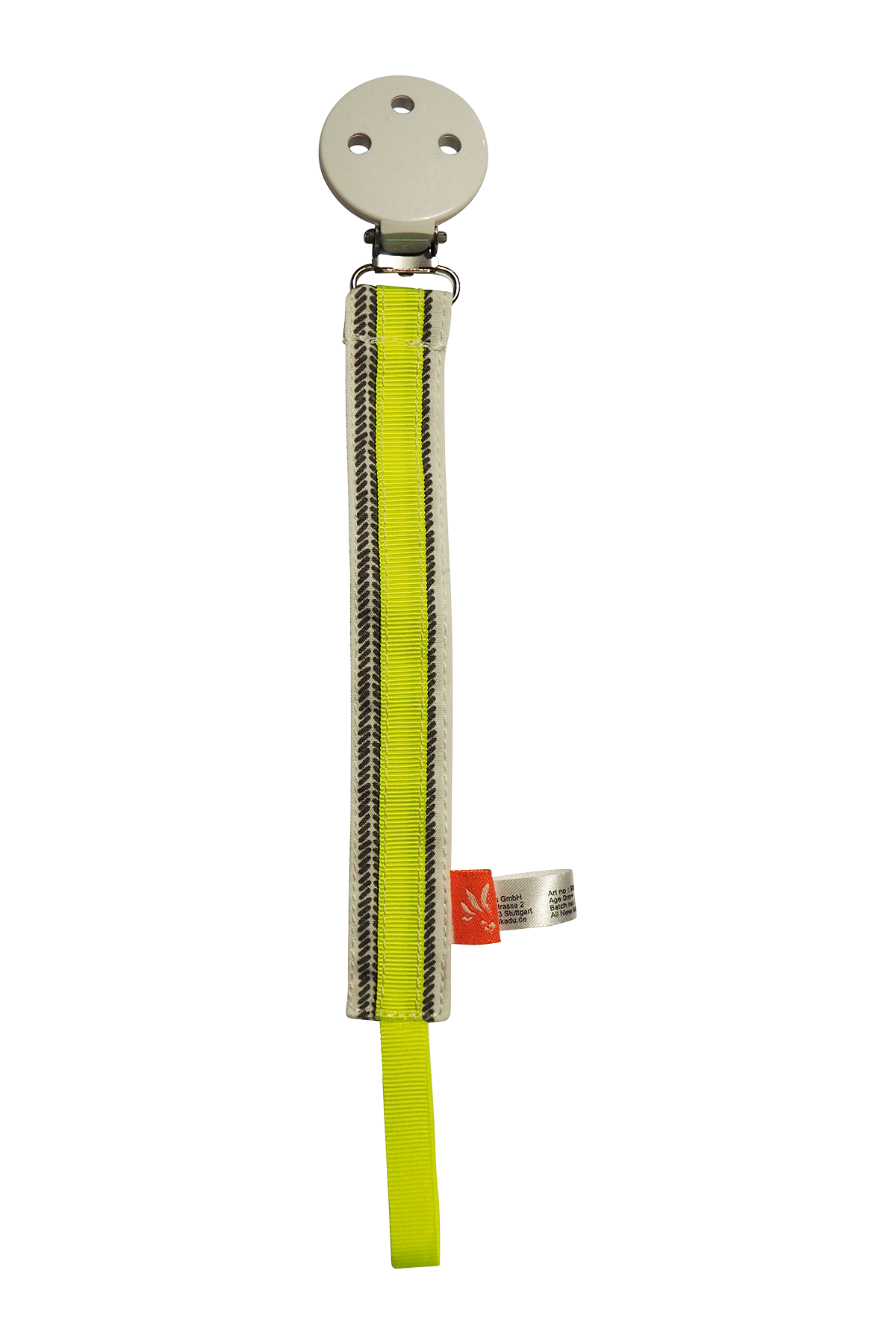 Schnullerkette grey stripes / neon
